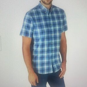 LEE Mens Stretch Woven Button Down Shirt Dress Casual (INDIGO BLUE, Small)